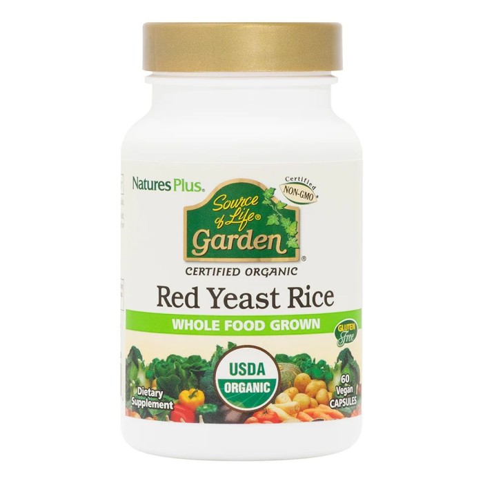 Натуральна добавка Natures Plus Source of Life Garden Red Yeast Rice, 60 вегакапсул