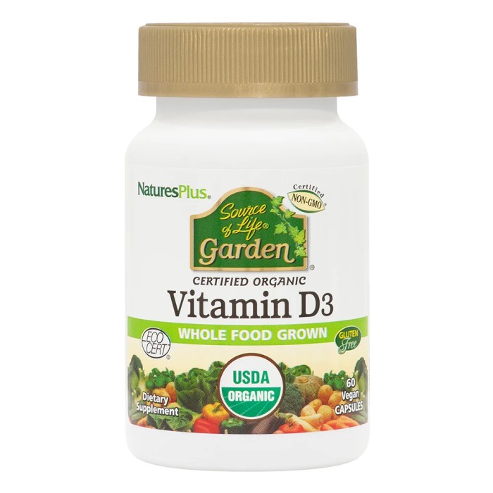 Вітаміни та мінерали Natures Plus Source of Life Garden Vitamin D3 5000 IU, 60 вегакапсул