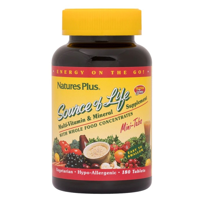 Вітаміни та мінерали Natures Plus Source of Life Multivitamin & Mineral, 180 міні таблеток
