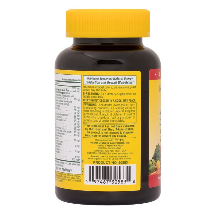 Вітаміни та мінерали Natures Plus Source of Life Multivitamin & Mineral, 180 міні таблеток