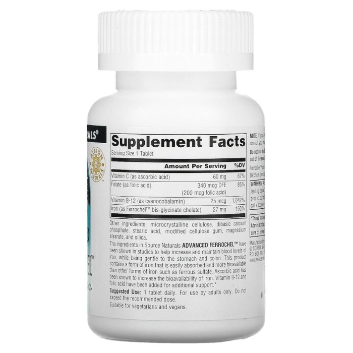 Вітаміни та мінерали Source Naturals Advanced Ferrochel, 180 таблеток