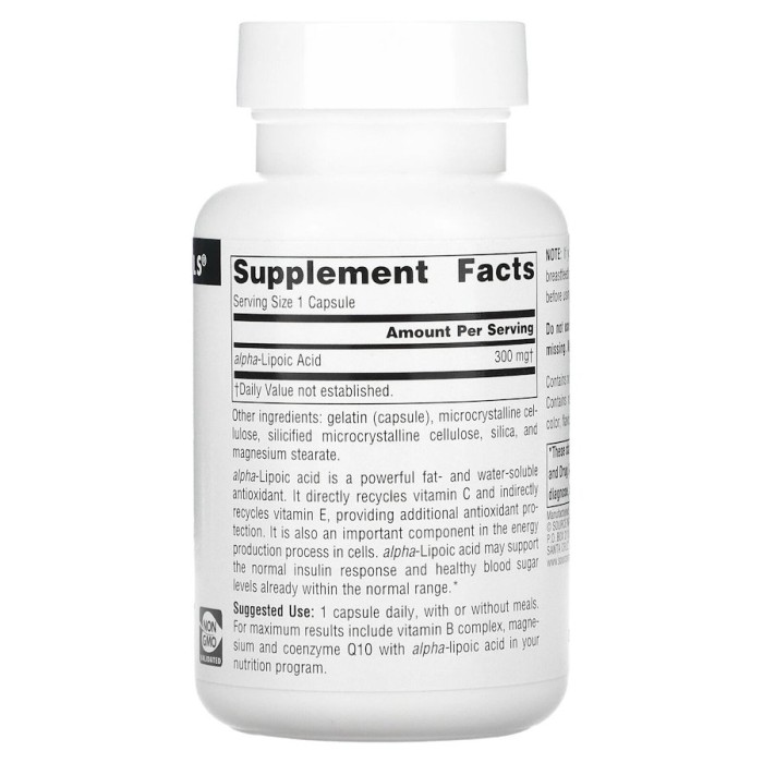 Натуральна добавка Source Naturals Alpha Lipoic Acid 300 mg, 60 капсул
