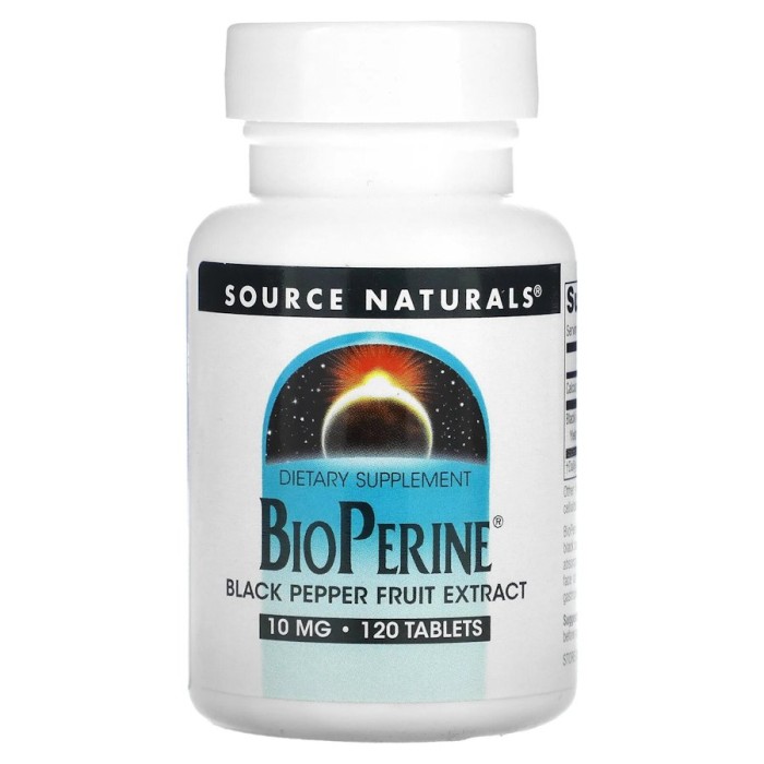 Натуральна добавка Source Naturals BioPerine 10 mg, 120 таблеток