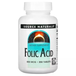 Вітаміни та мінерали Source Naturals Folic Acid 800 mcg, 200 таблеток