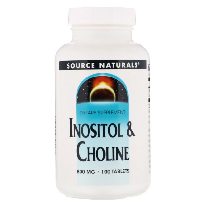 Вітаміни та мінерали Source Naturals Inositol & Choline, 100 таблеток