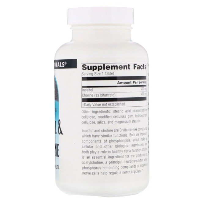 Вітаміни та мінерали Source Naturals Inositol & Choline, 100 таблеток
