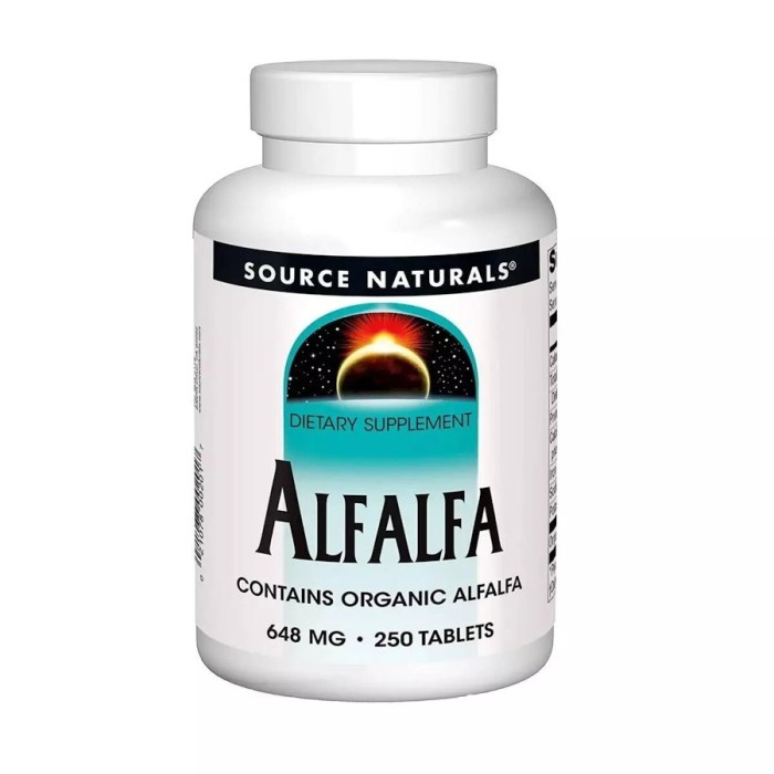 Натуральная добавка Source Naturals Alfalfa 648 mg, 250 таблеток