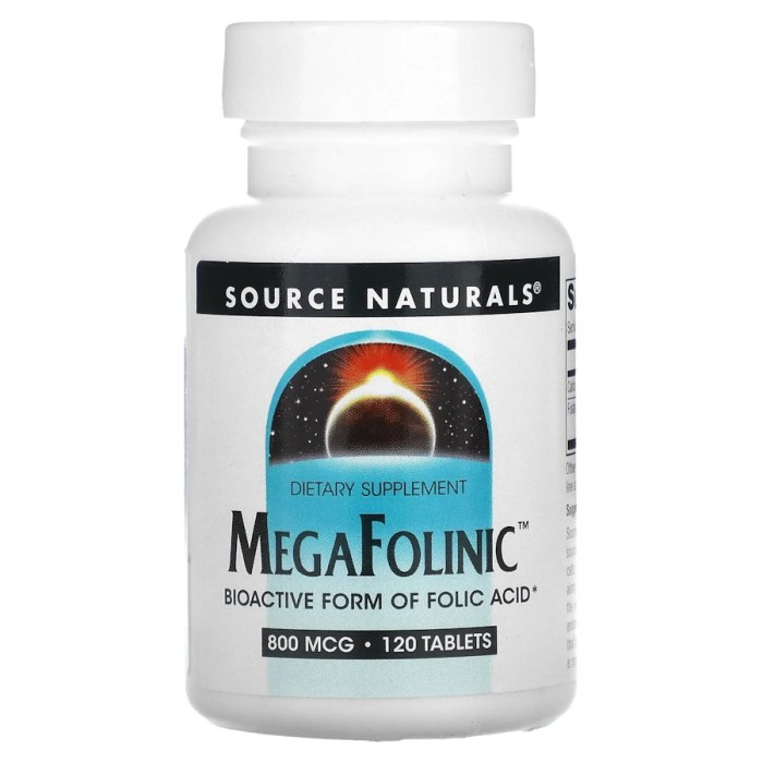 Вітаміни та мінерали Source Naturals MegaFolinic 800 mg, 120 таблеток