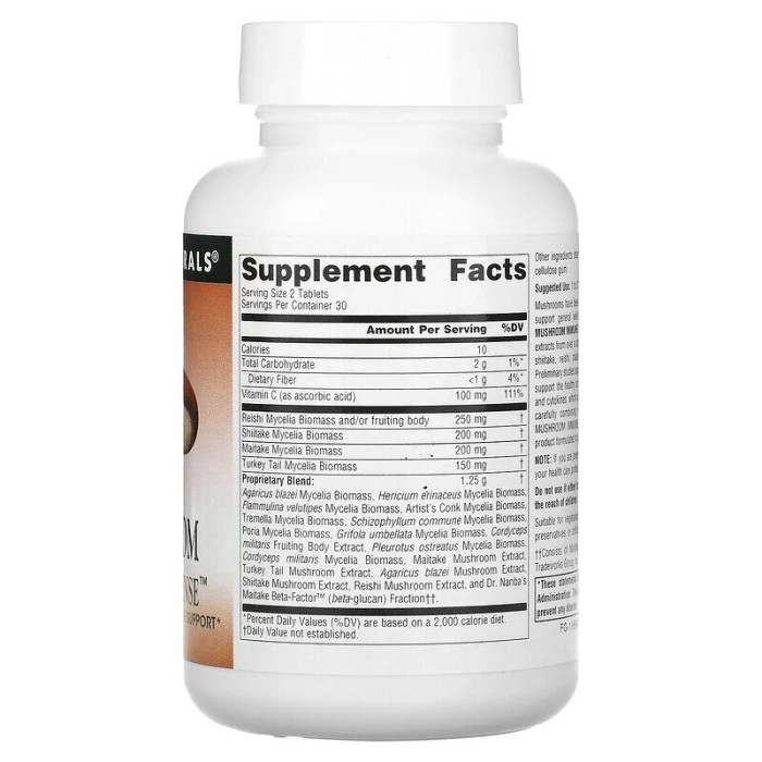 Натуральна добавка Source Naturals Mushroom Immune Defense, 60 таблеток