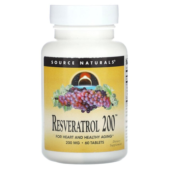 Натуральна добавка Source Naturals Resveratrol 200 mg, 60 таблеток