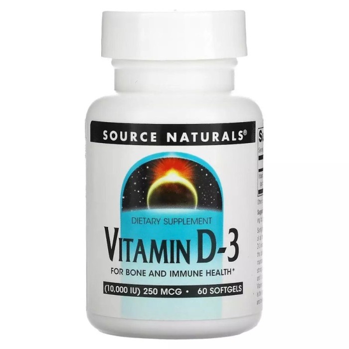 Вітаміни та мінерали Source Naturals Vitamin D3 10000 IU, 60 капсул