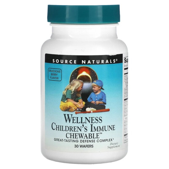 Натуральна добавка Source Naturals Wellness Children's Immune Chewable, 30 пастилок