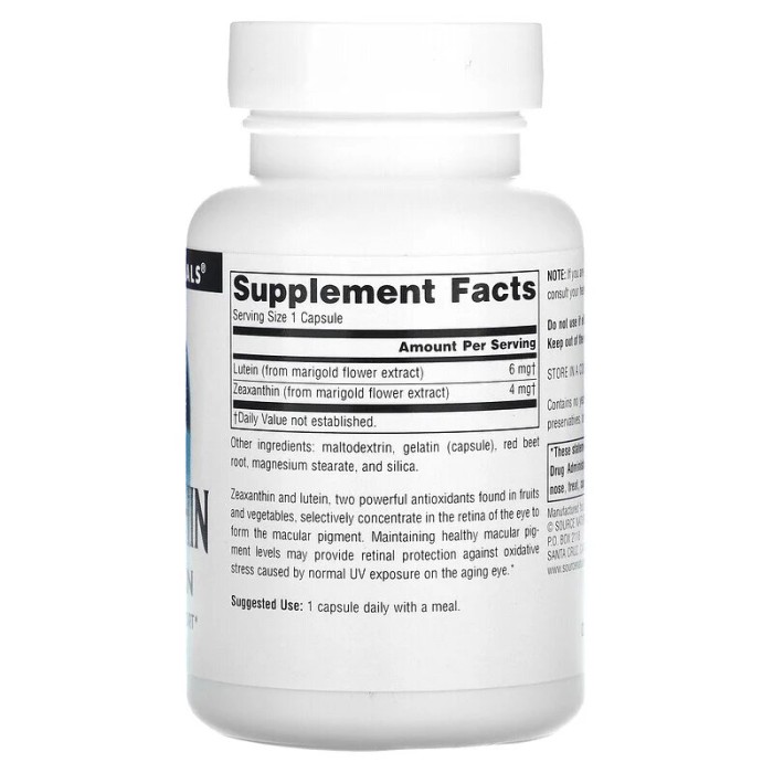 Натуральна добавка Source Naturals Zeaxanthin with Lutein 10 mg, 60 капсул