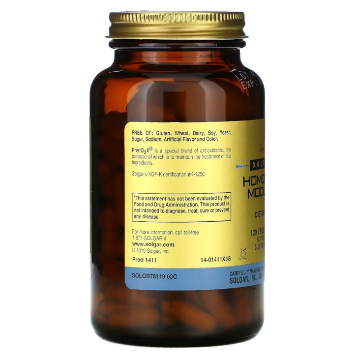 Натуральна добавка Solgar Homocysteine Modulators, 120 вегакапсул