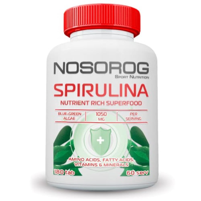 Натуральна добавка Nosorog Spirulina, 180 таблеток
