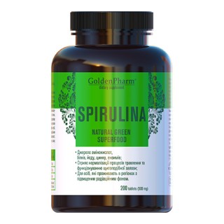 Натуральна добавка Golden Pharm Spirulina, 200 таблеток