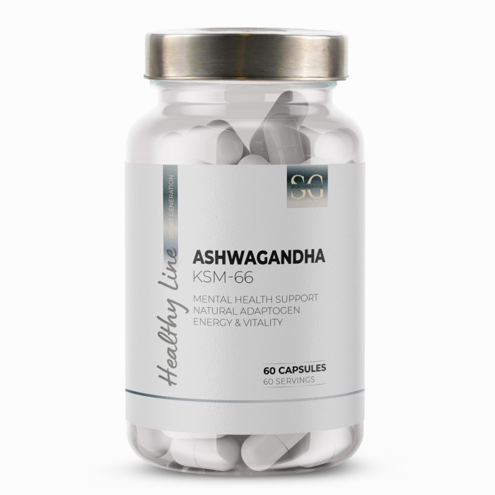 Натуральная добавка Sport Generation Healthy Line Ashwagandha KSM – 66, 60 капсул
