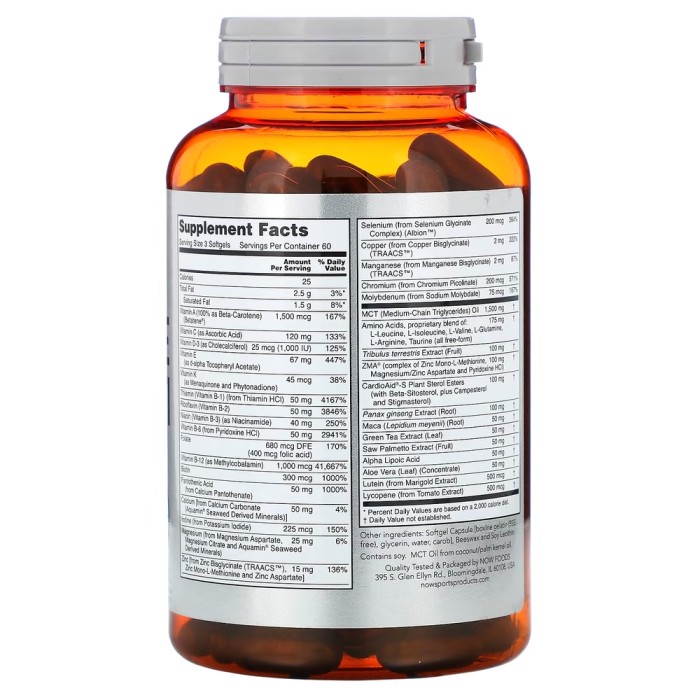 Вітаміни та мінерали NOW Mens Active Sports Multi, 180 капсул