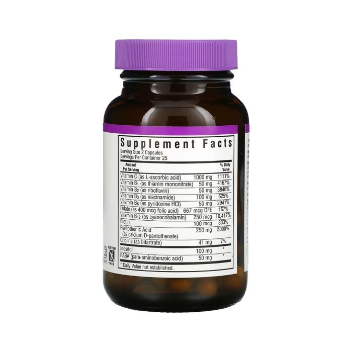 Вітаміни та мінерали Bluebonnet Nutrition Stress B-Complex, 50 вегакапсул