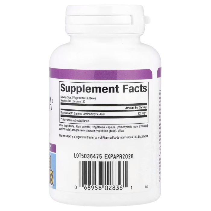 Амінокислота Natural Factors Stress-Relax Pharma GABA 100 mg, 60 вегакапсул