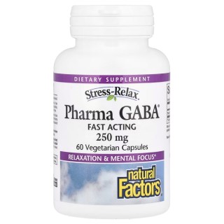 Амінокислота Natural Factors Stress-Relax Pharma GABA 250 mg, 60 вегакапсул
