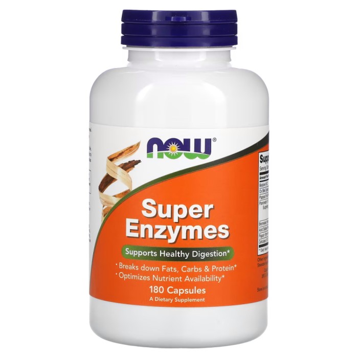Натуральна добавка NOW Super Enzymes, 180 капсул