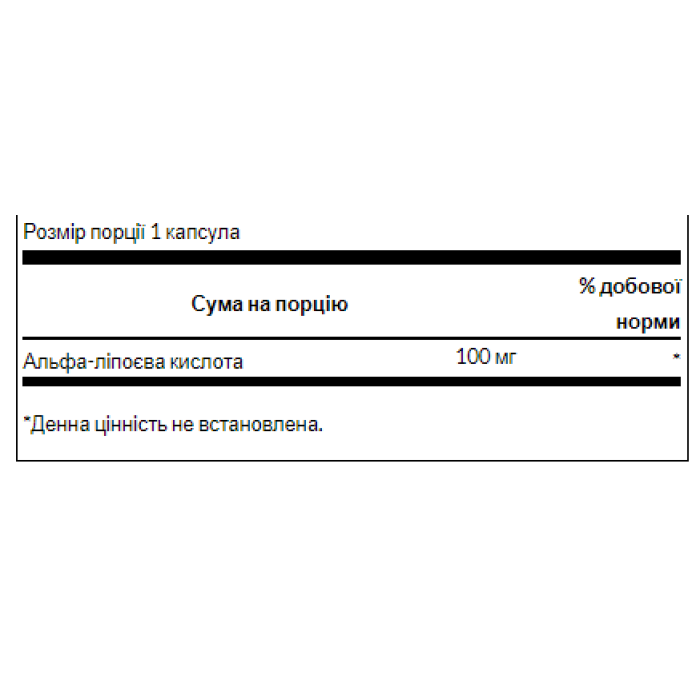 Альфа-ліпоєва кислота 100 мг - 120 капсул