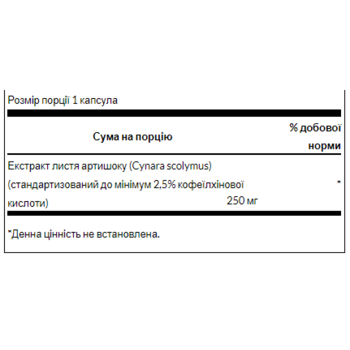 Стандартизированный экстракт артишока 250 мг - 60 капсул