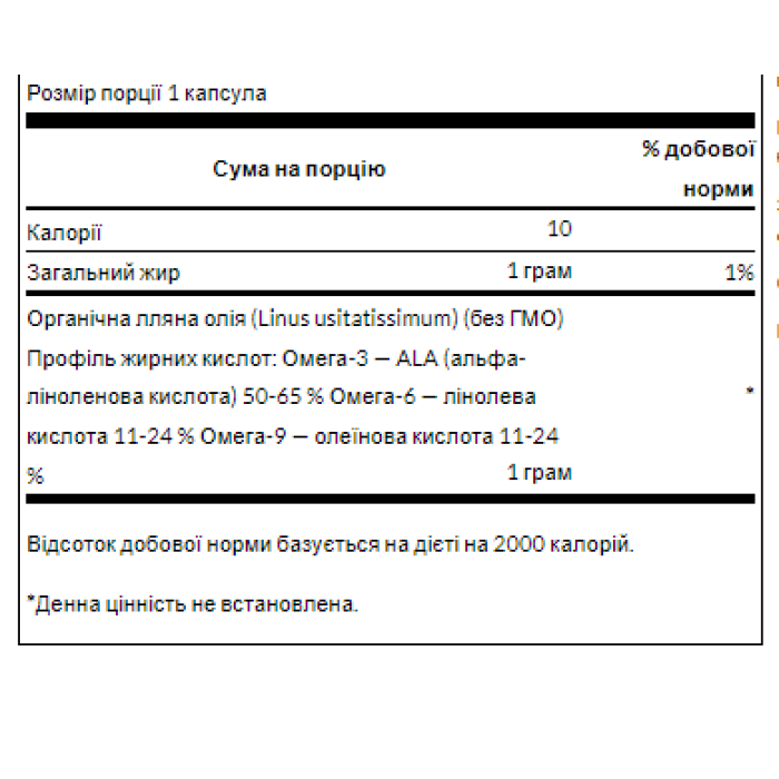 Лляна олія 1 грам - 100м'яких