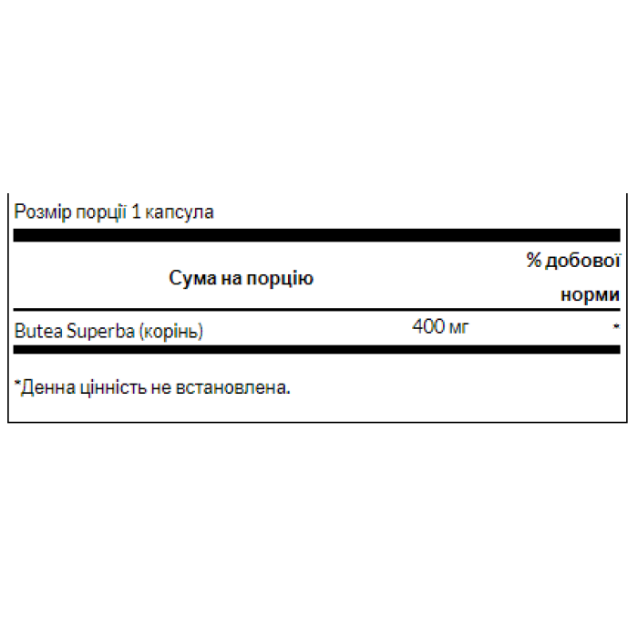 Повноспектральний корінь Butea Superba 400 мг - 60 капсул