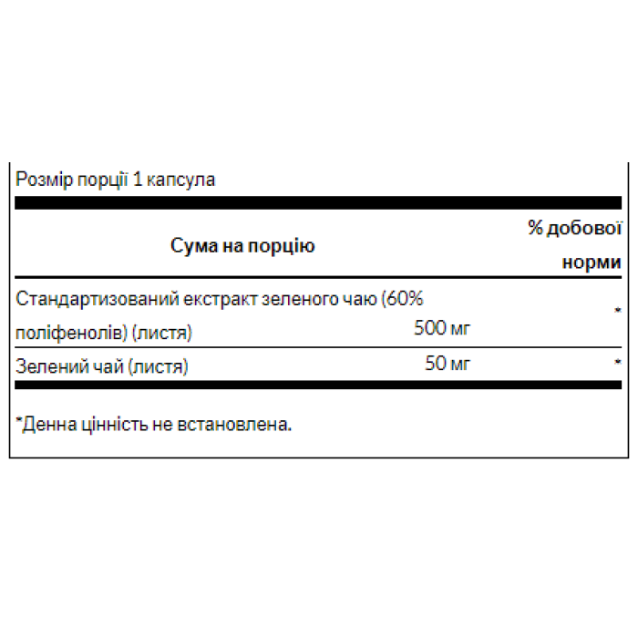 Екстракт зеленого чаю 500 мг - 60 капсул