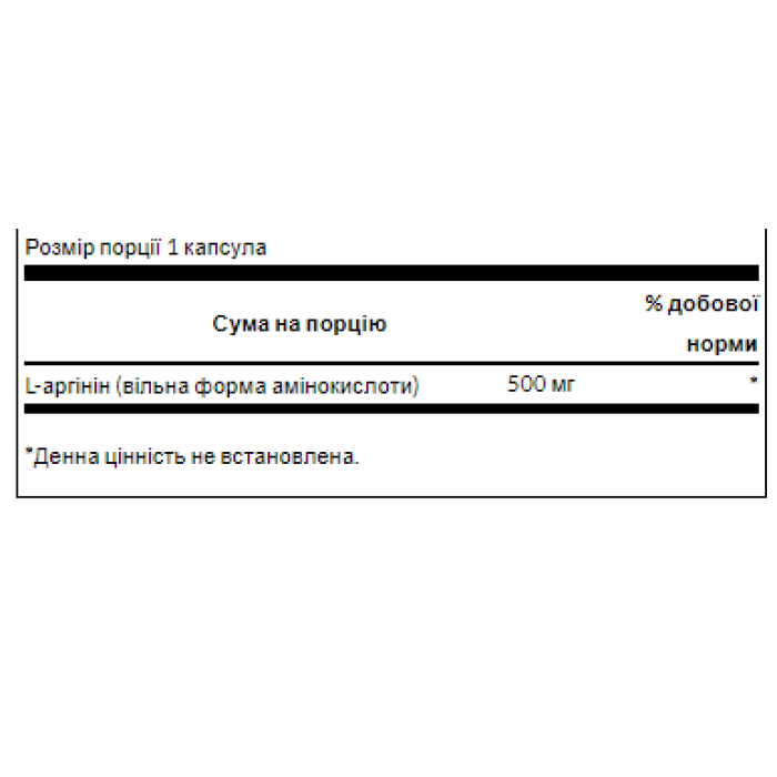 L-аргінін 500 мг - 100 капсул