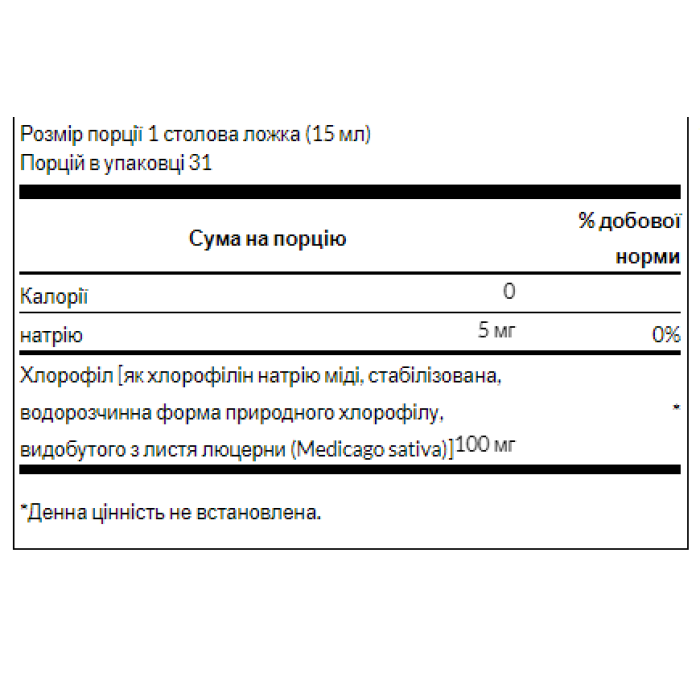 Рідкий хлорофіл 100 мг - 473 мл (16 рідких унцій)