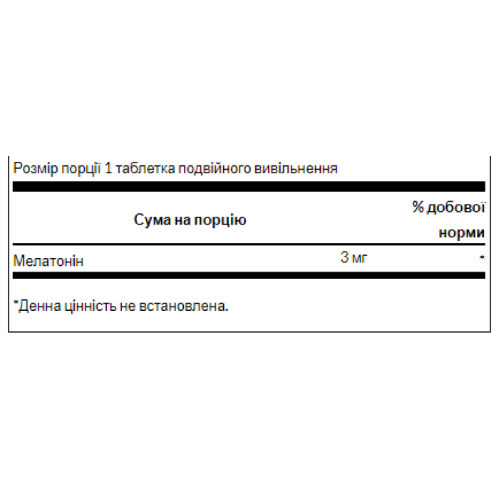 Мелатонін подвійного вивільнення 3 мг - 60 таблеток