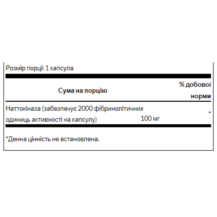 Наттокіназа 2000 фібринолітичних одиниць 100 мг - 30 капсул