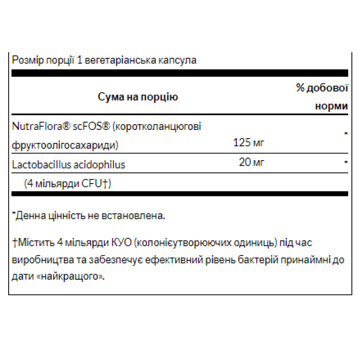 Пролакто Ацидофілус 4 мільярди - 60 вегетаріанських капсул