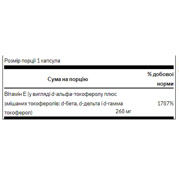 Вітамін Е, суміш токоферолів 400 МО - 100 капсул