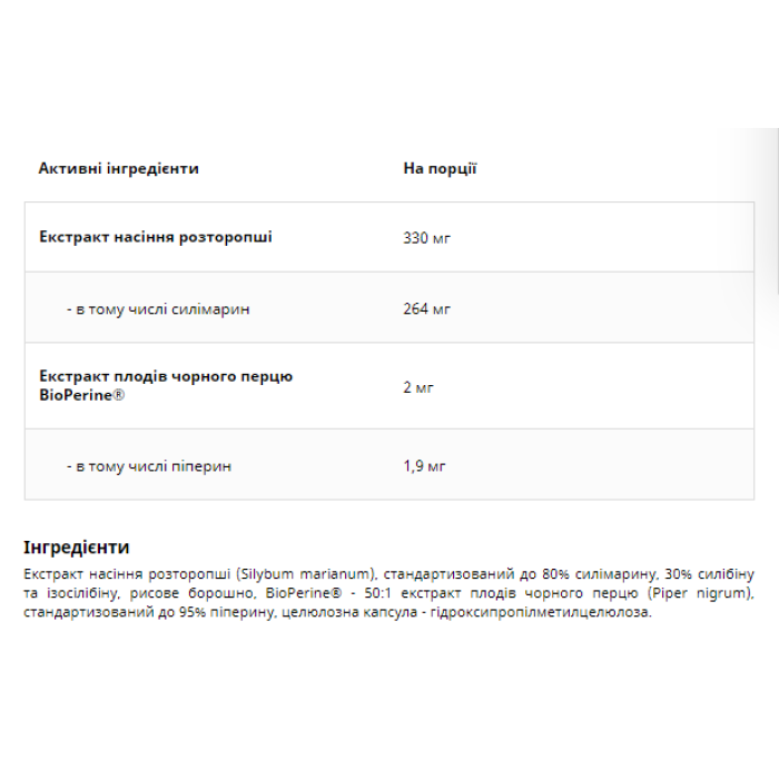 Силимарин+Биоперин - 60 капсул