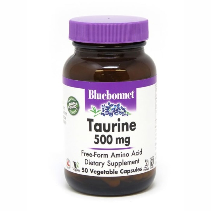 Амінокислота Bluebonnet Taurine 500 mg, 50 вегакапсул
