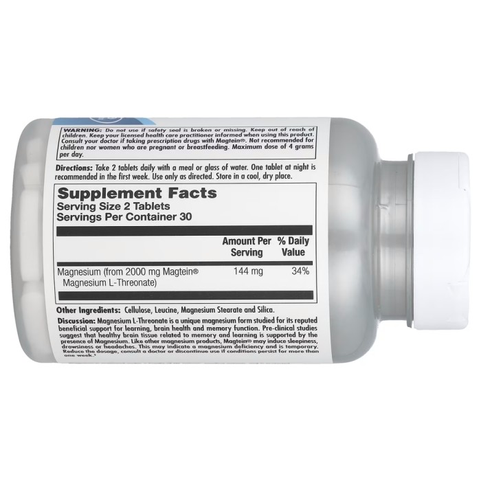 Витамины и минералы KAL Think Magnesium L-Threonate, 60 таблеток