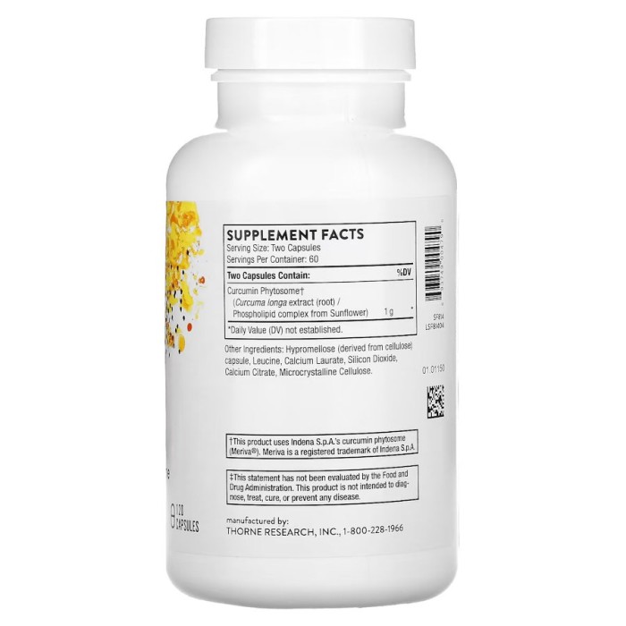 Натуральна добавка Thorne Curcumin Phytosome 1000 mg, 120 капсул