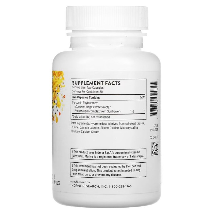 Натуральна добавка Thorne Curcumin Phytosome 1000 mg, 60 капсул