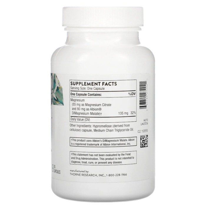 Вітаміни та мінерали Thorne Magnesium Citramate, 90 капсул