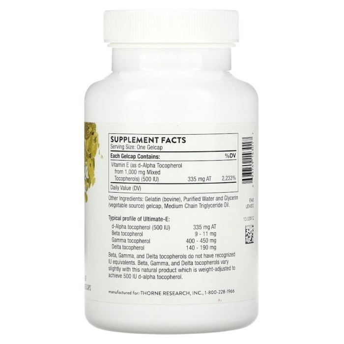 Вітаміни та мінерали Thorne Ultimate-E, 60 капсул