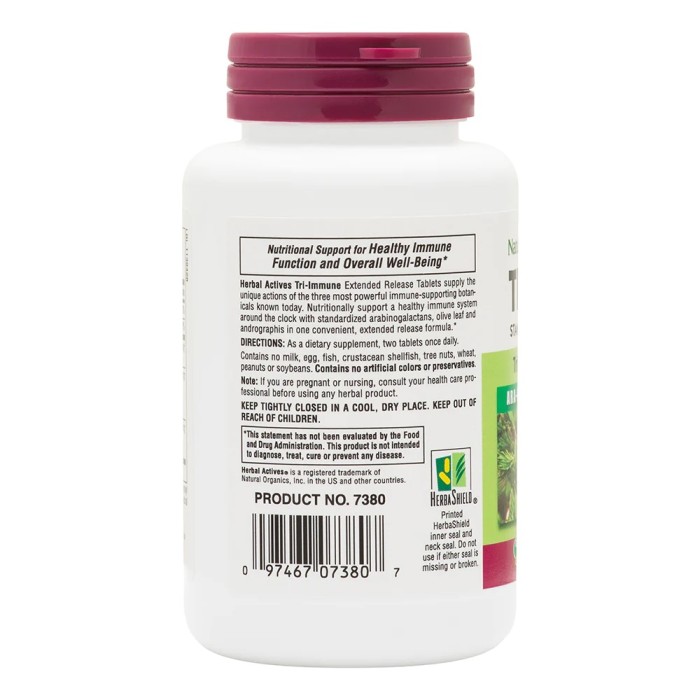 Натуральна добавка Natures Plus Herbal Actives Tri-Immune, 60 таблеток