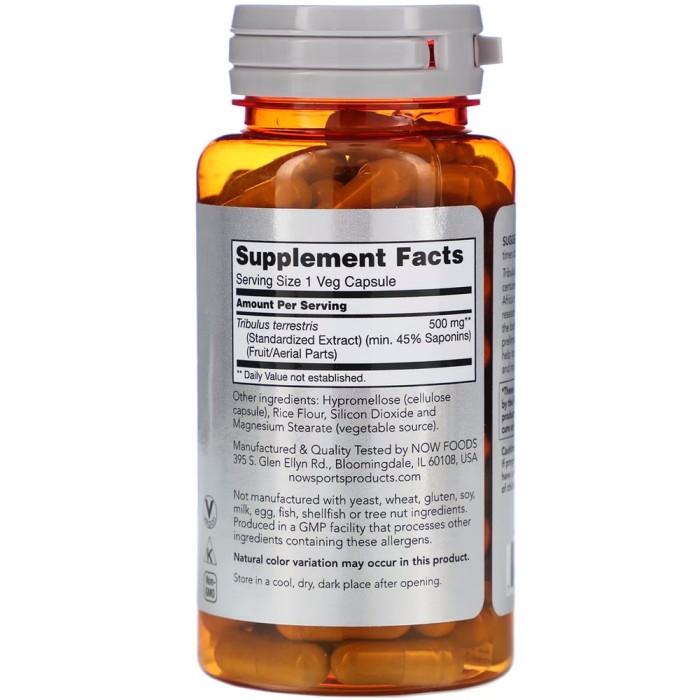 Стимулятор тестостерону NOW Tribulus 500 mg, 100 капсул