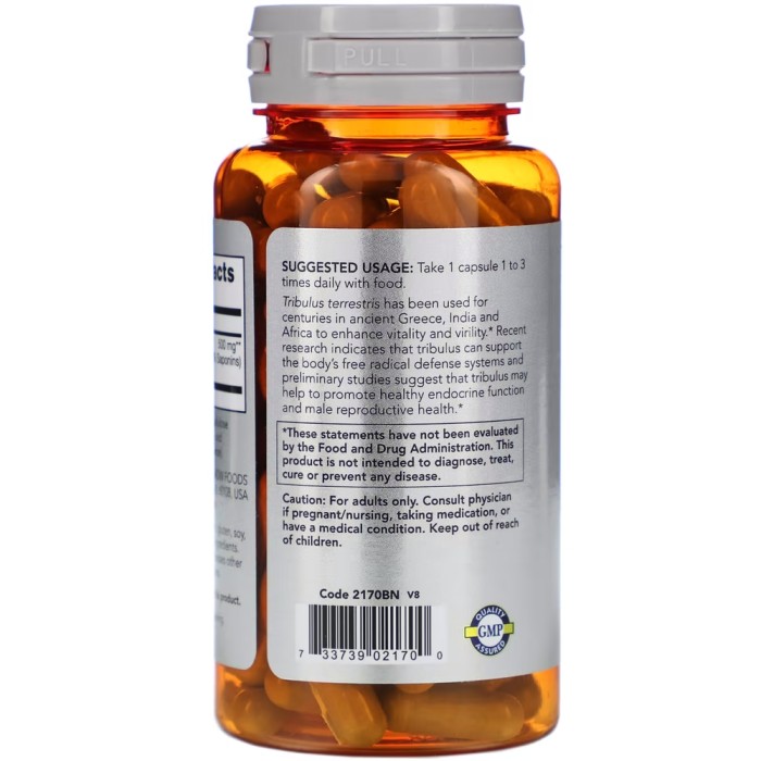 Стимулятор тестостерону NOW Tribulus 500 mg, 100 капсул