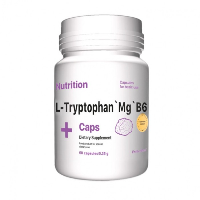 Амінокислота EntherMeal L-Tryptophan`Mg`B6, 60 капсул
