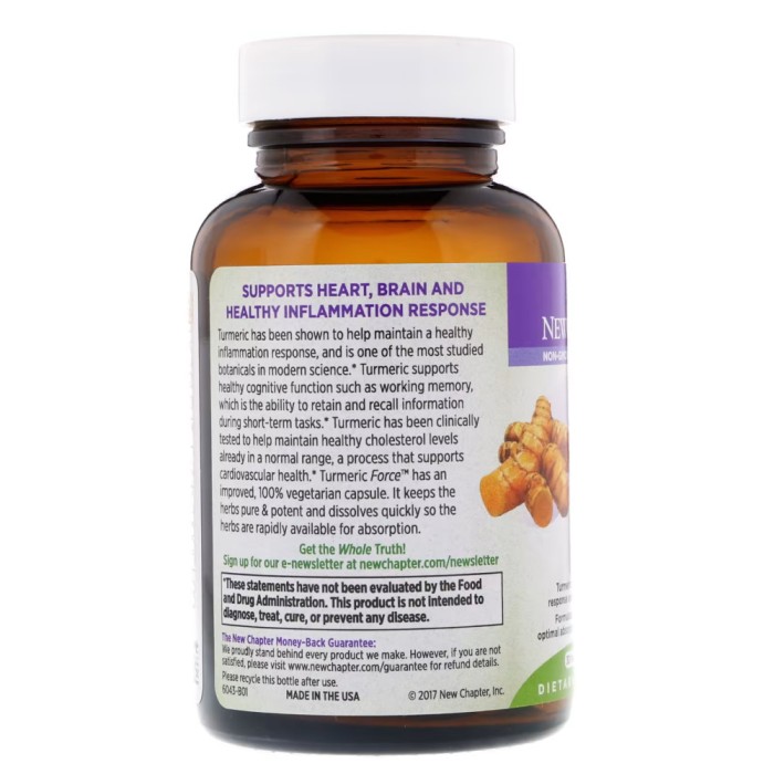 Натуральна добавка New Chapter Turmeric Force, 60 вегакапсул