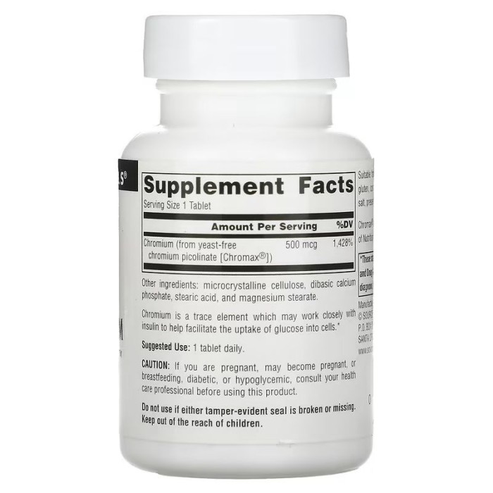 Вітаміни та мінерали Source Naturals Ultra Chromium Picolinate 500 mcg, 120 таблеток